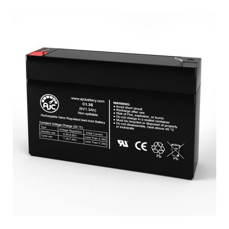 Battery Clerk AJC Crown 6CE1.2 Sealed Lead Acid Replacement Battery 1.3Ah, 6V, F1 AJC-C1.3S-J-1-137399